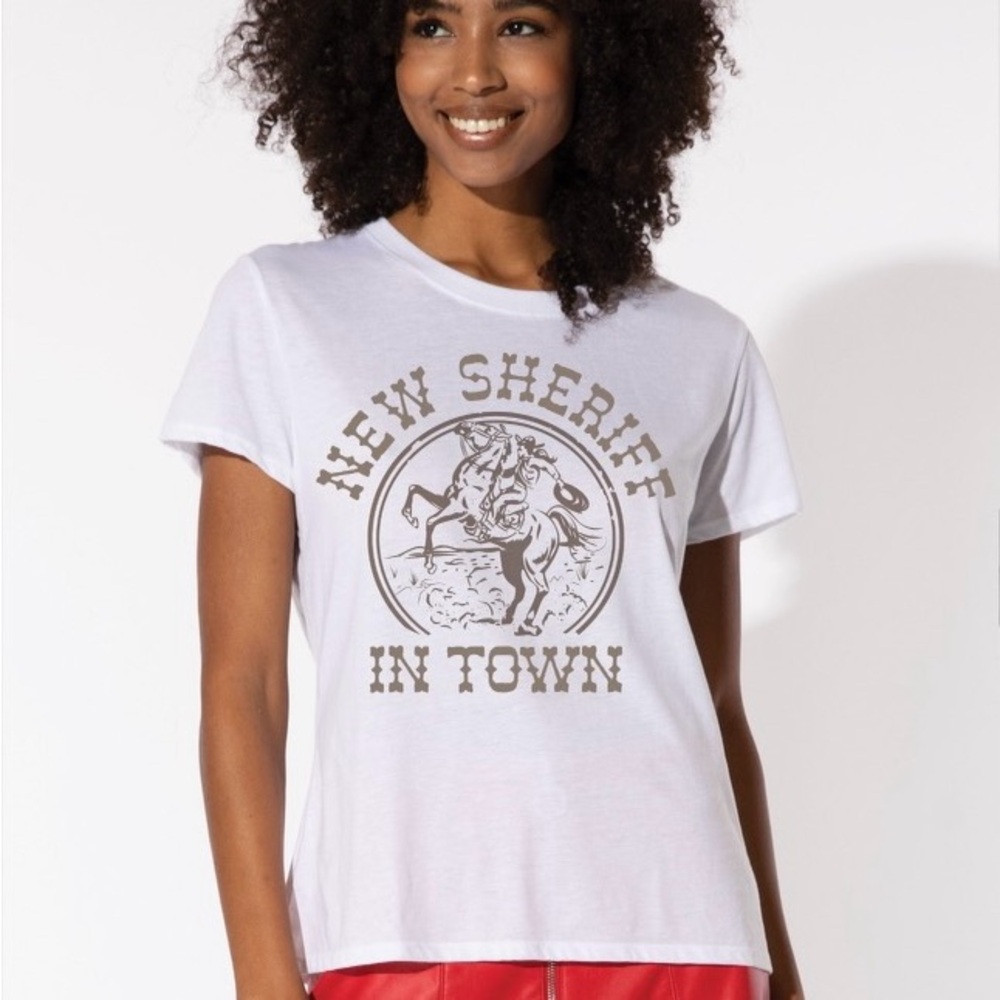 White Graphic Tee - New Sheriff in Town